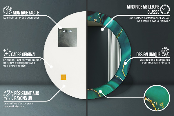 Runder spiegel aufdruck Emerald Marmor