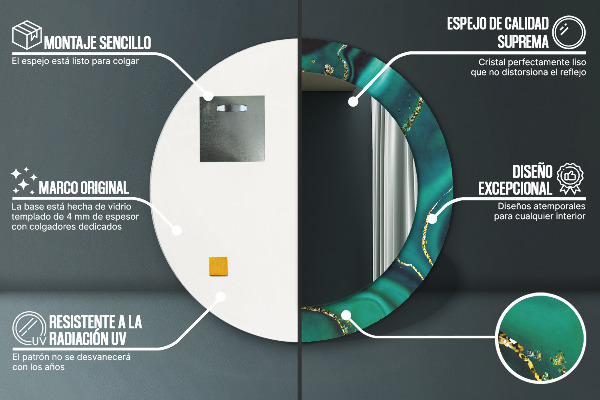 Runder spiegel aufdruck Emerald Marmor