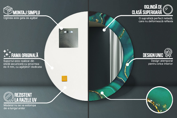 Runder spiegel aufdruck Emerald Marmor