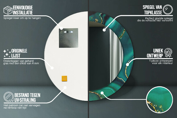 Runder spiegel aufdruck Emerald Marmor