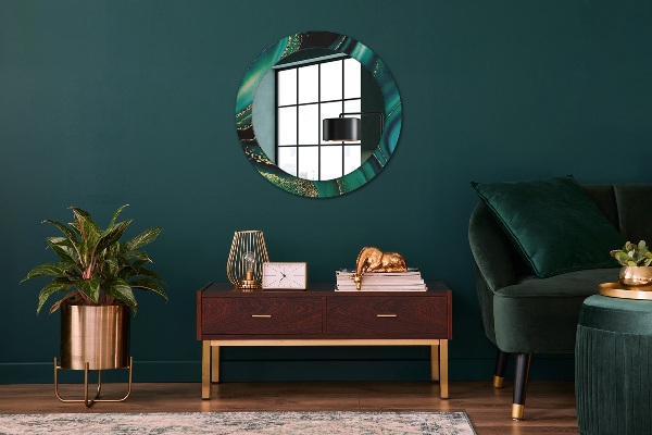 Runder spiegel aufdruck Emerald Marmor