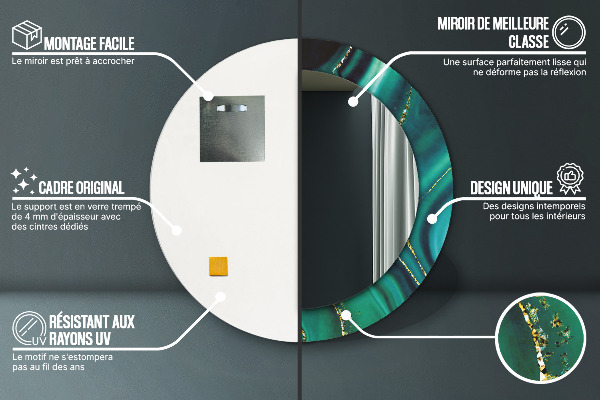 Runder spiegel aufdruck Emerald Marmor