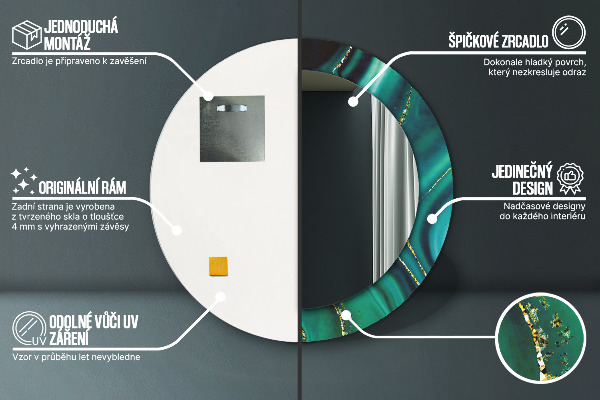 Runder spiegel aufdruck Emerald Marmor