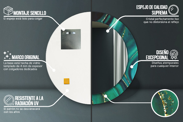 Runder spiegel aufdruck Emerald Marmor