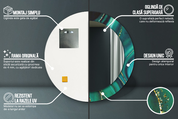 Runder spiegel aufdruck Emerald Marmor