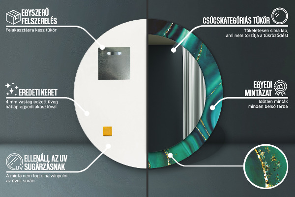 Runder spiegel aufdruck Emerald Marmor
