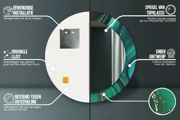 Runder spiegel aufdruck Emerald Marmor