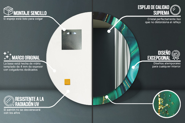 Runder spiegel aufdruck Emerald Marmor