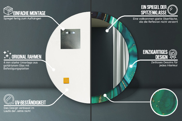 Runder spiegel aufdruck Emerald Marmor