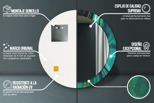 Runder spiegel aufdruck Emerald Marmor