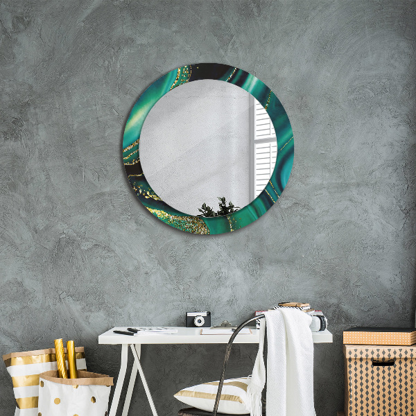 Runder spiegel aufdruck Emerald Marmor