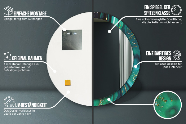 Runder spiegel aufdruck Emerald Marmor