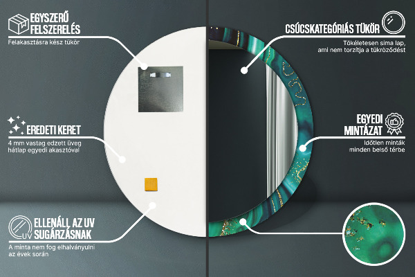 Runder spiegel aufdruck Emerald Marmor