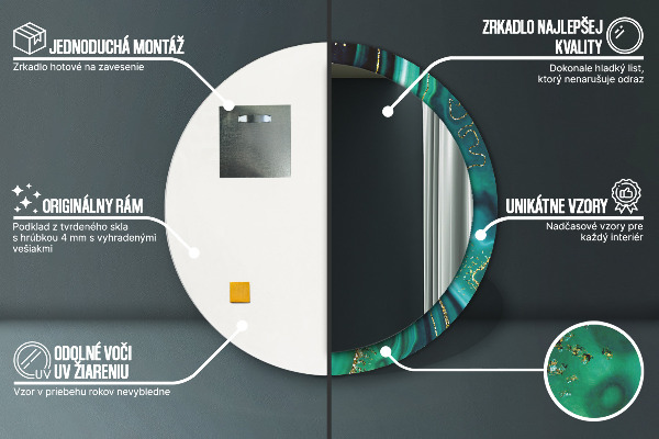 Runder spiegel aufdruck Emerald Marmor