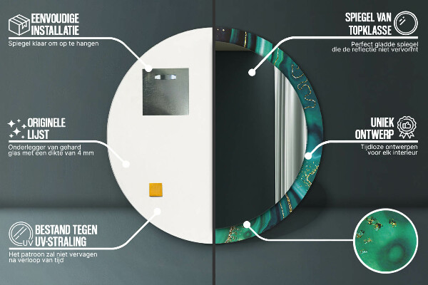 Runder spiegel aufdruck Emerald Marmor