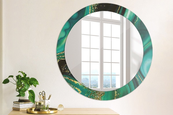 Runder spiegel aufdruck Emerald Marmor