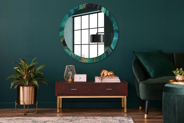 Runder spiegel aufdruck Emerald Marmor