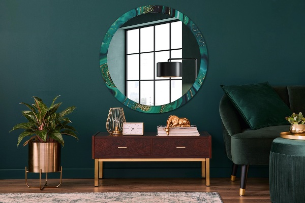 Runder spiegel aufdruck Emerald Marmor