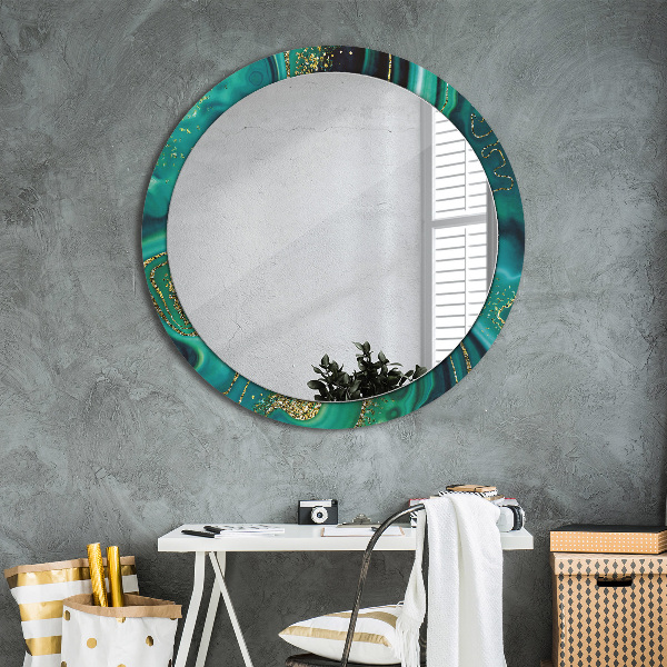 Runder spiegel aufdruck Emerald Marmor