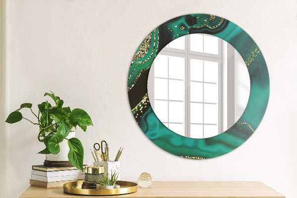 Runder spiegel aufdruck Emerald Marmor