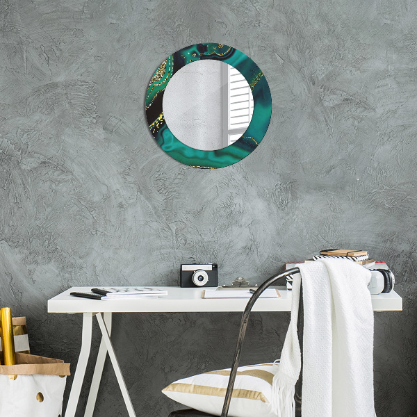 Runder spiegel aufdruck Emerald Marmor