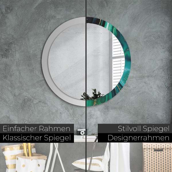 Runder spiegel aufdruck Emerald Marmor