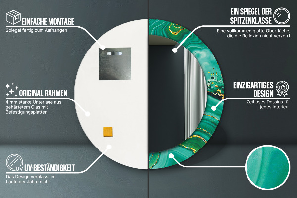 Runder spiegel aufdruck Achate Jaspis Marmor