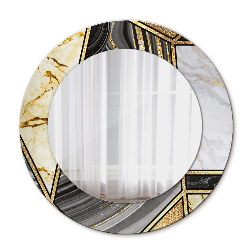 Runder spiegel bedrucktem rahmen Agat Marmor und Gold