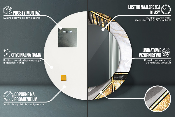 Runder spiegel bedrucktem rahmen Agat Marmor und Gold