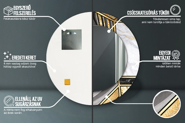 Runder spiegel bedrucktem rahmen Agat Marmor und Gold