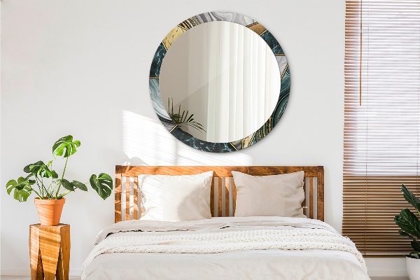 Runder spiegel bedrucktem rahmen Agat Marmor und Gold