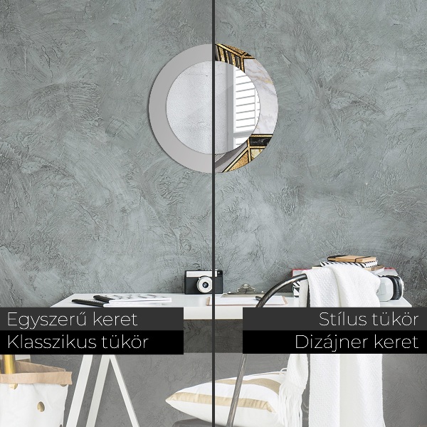 Runder spiegel bedrucktem rahmen Agat Marmor und Gold