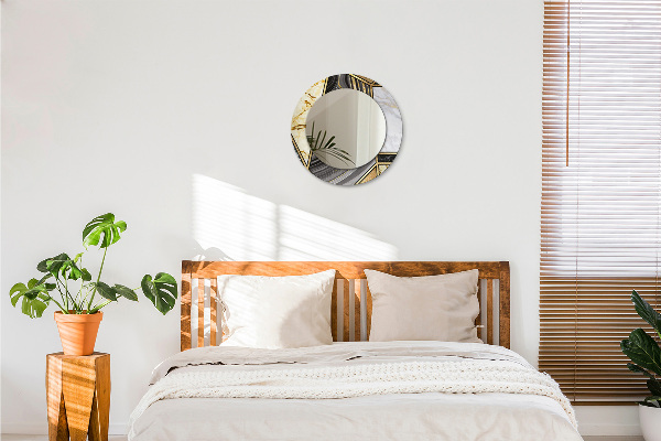 Runder spiegel bedrucktem rahmen Agat Marmor und Gold