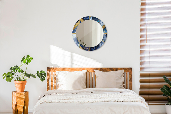 Runder spiegel bedrucktem rahmen Moderner Marmor