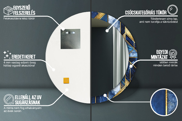 Runder spiegel bedrucktem rahmen Moderner Marmor