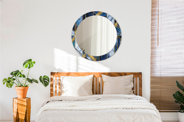 Runder spiegel bedrucktem rahmen Moderner Marmor