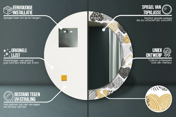 Runder spiegel mit dekorativem aufdruck Die Herzen von Doodle