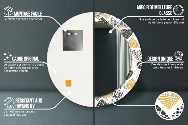 Runder spiegel mit dekorativem aufdruck Die Herzen von Doodle