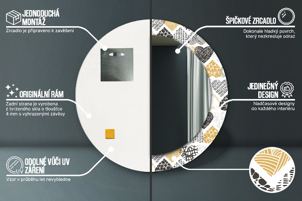 Runder spiegel mit dekorativem aufdruck Die Herzen von Doodle