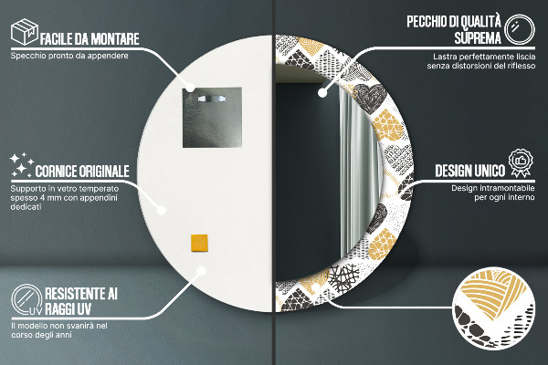 Runder spiegel mit dekorativem aufdruck Die Herzen von Doodle