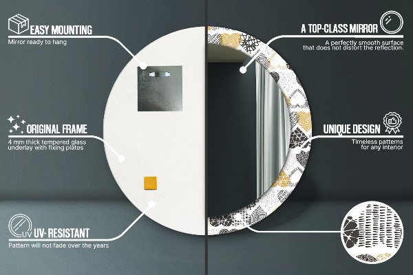 Runder spiegel mit dekorativem aufdruck Die Herzen von Doodle