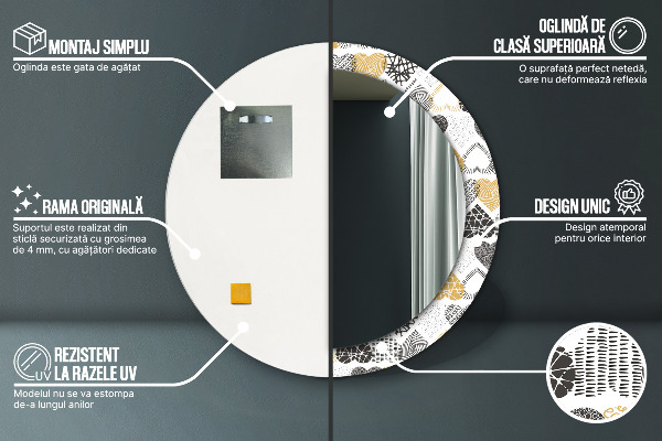 Runder spiegel mit dekorativem aufdruck Die Herzen von Doodle