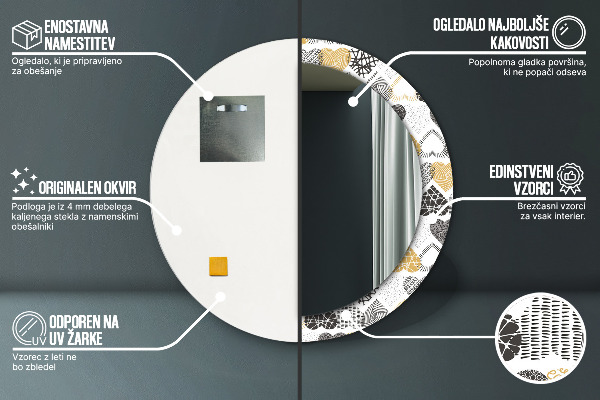 Runder spiegel mit dekorativem aufdruck Die Herzen von Doodle