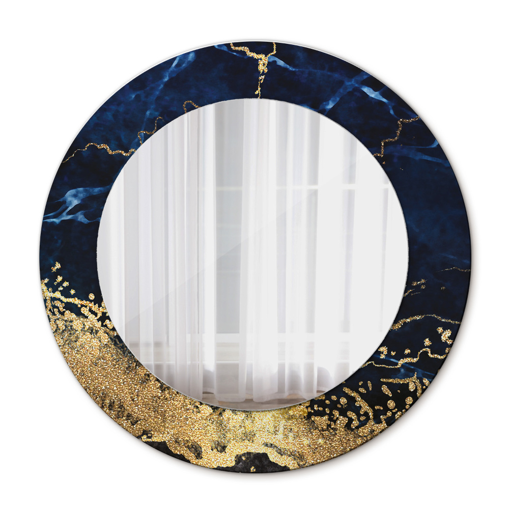 Runder spiegel mit dekorativem aufdruck Blauer Marmor