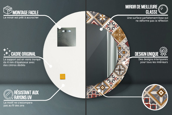 Runder spiegel mit dekorativem aufdruck Türkisches Muster