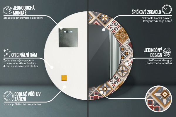 Runder spiegel mit dekorativem aufdruck Türkisches Muster