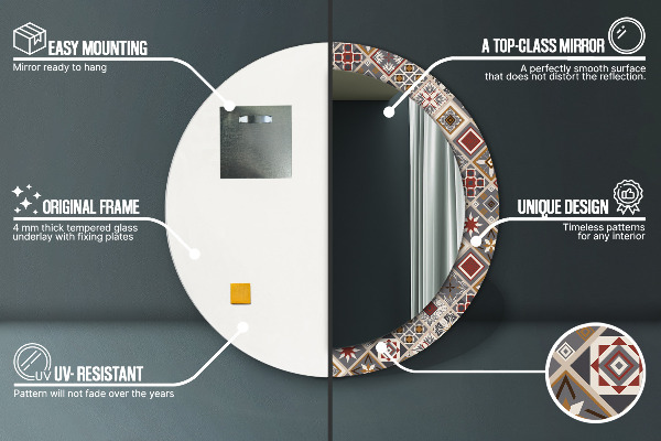 Runder spiegel mit dekorativem aufdruck Türkisches Muster