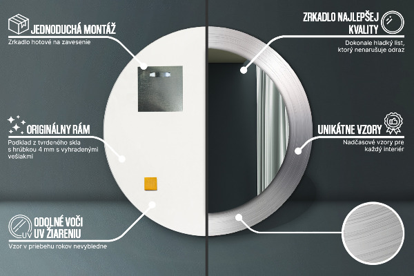 Runder spiegel aufdruck Glänzender Stahl