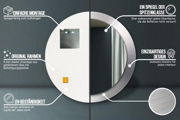 Runder spiegel aufdruck Glänzender Stahl