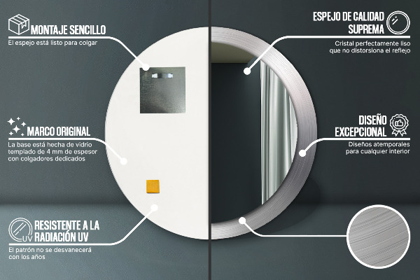 Runder spiegel aufdruck Glänzender Stahl